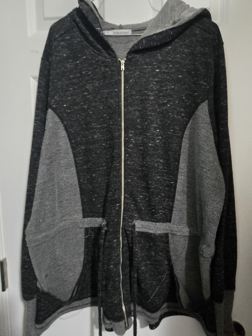 Maurices Women's Charcoal Two-Tone Zip Hoodie Sweater